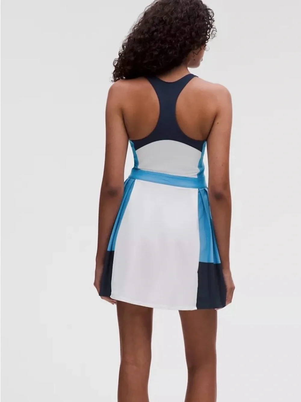 Lululemon- Court Champ Colorblock Athletic Tennis Dress White & Light Blue Large